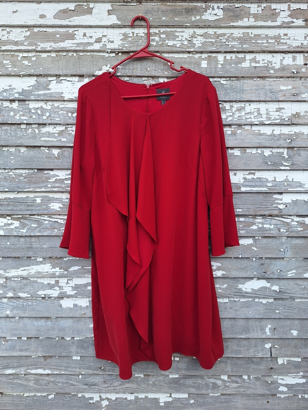 Adrianna Papell Red Ruffle Front Dress Size 16